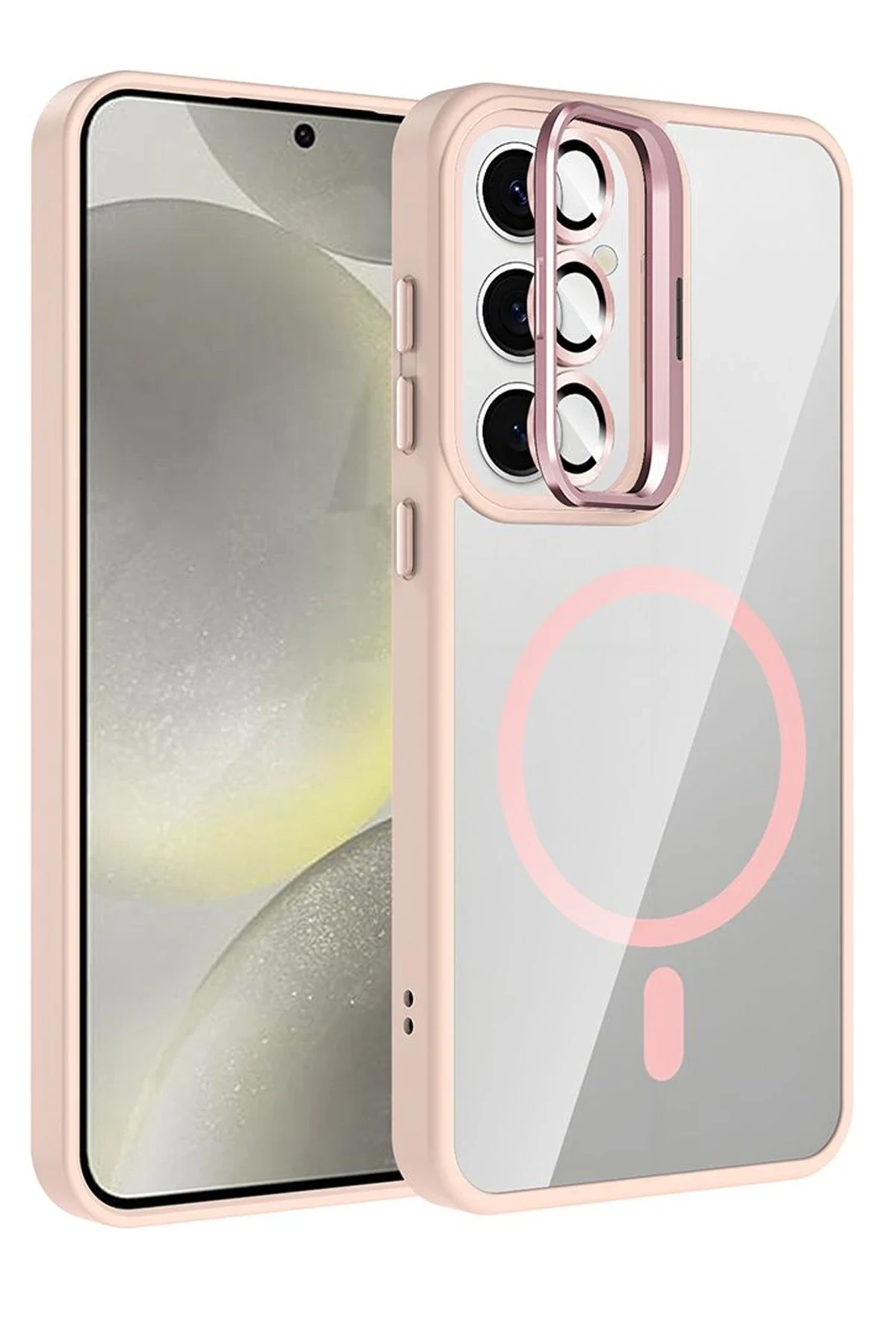 Joko Samsung Galaxy S25 Remim Lensli Magsafe Standlı Kapak - Pembe