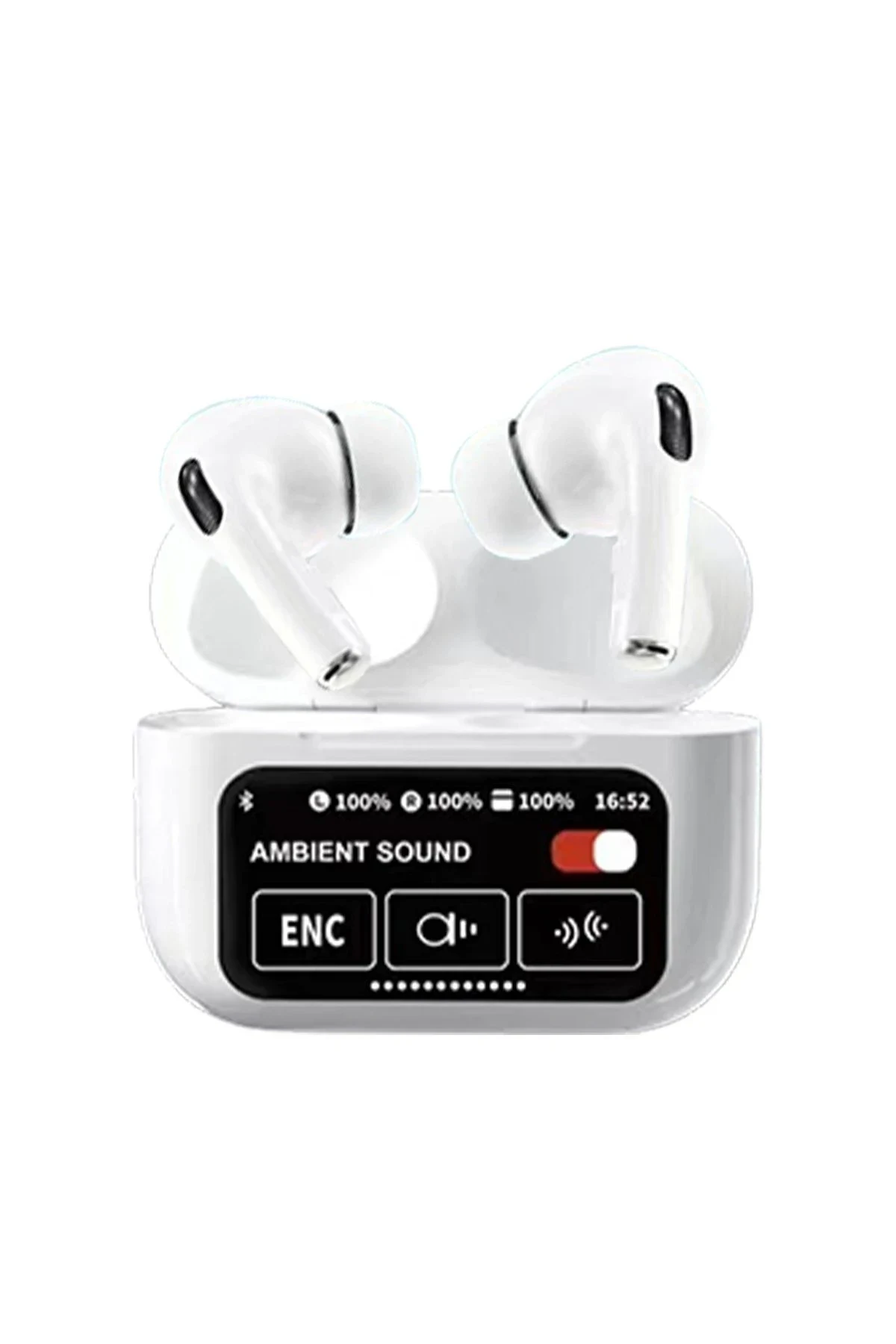 Karler Bass A9 Pro Aktif Gürültü Engelleyici Özellikli Dijital Ekranlı Airpods Bluetooth Kulaklık - Beyaz