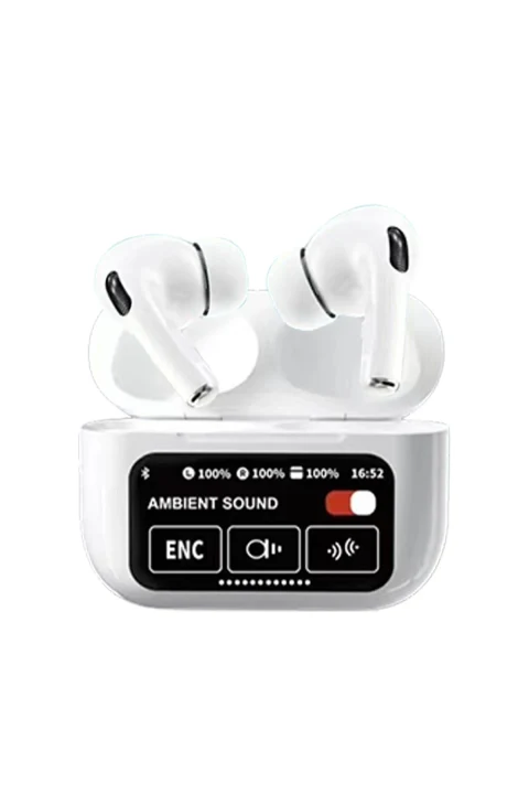 Karler Bass A9 Pro Aktif Gürültü Engelleyici Özellikli Dijital Ekranlı Airpods Bluetooth Kulaklık - Beyaz
