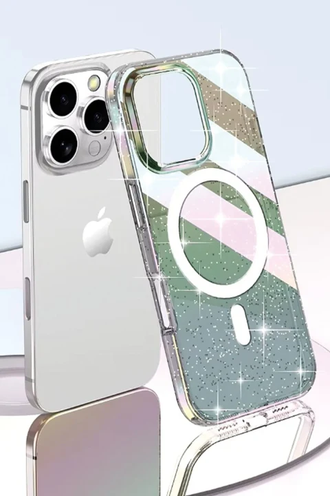 Joko Apple iPhone 16 Rasasi Simli Magsafe Kapak - Şeffaf