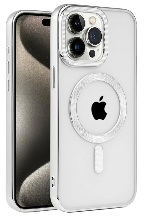 uryport Apple iPhone 14 Pro Max Kılıf Kronos Magsafe Kapak - Gümüş