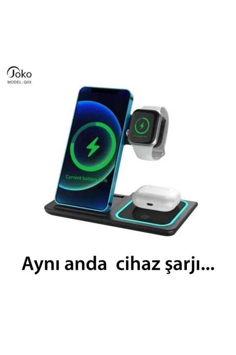 Konfulon Q09 Kablosuz Şarj Masaüstü Set - Siyah