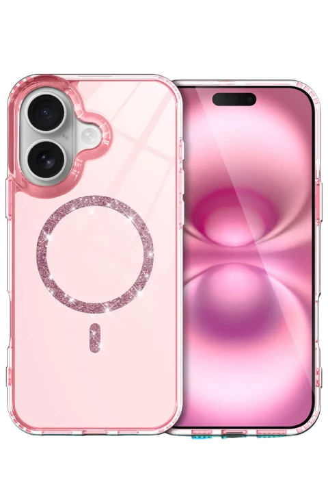 uryport Apple iPhone 16 Live Diamond Magsafe Kapak - Pembe