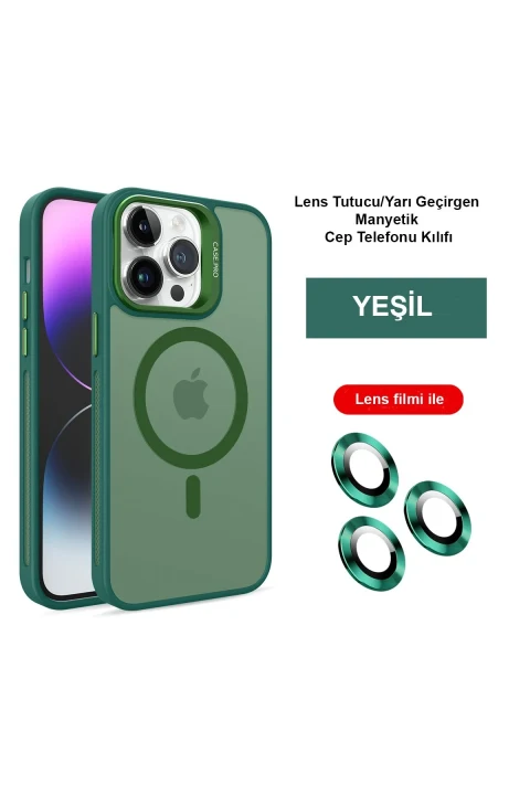 Joko Apple iPhone 14 Pro Kılıf Flet Lens Magsafe Kapak - Koyu Yeşil