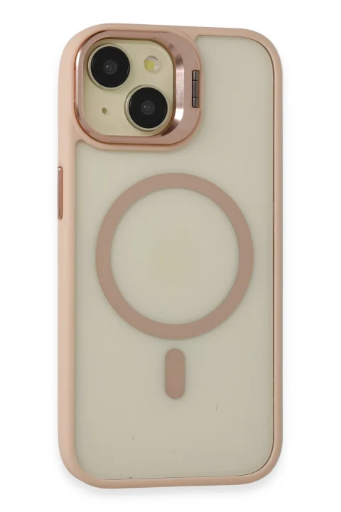Joko Apple iPhone 15 Kılıf Roblox Lens Magsafe Standlı Kapak - Pudra