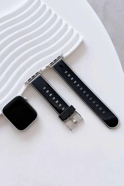Movenchy Apple Watch 45mm Jelly Silikon Kordon - Siyah