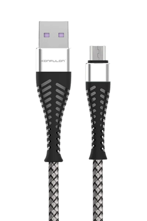 Konfulon S61 Micro USB Kablo 1.2M 2.1A - Gümüş