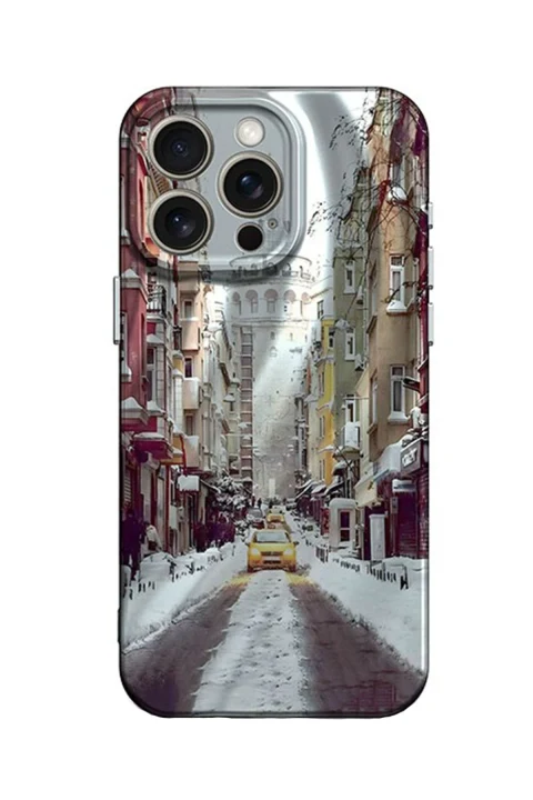 uryport Apple iPhone 14 Pro Max Kılıf Crew Desenli Kapak - Galata Kulesi