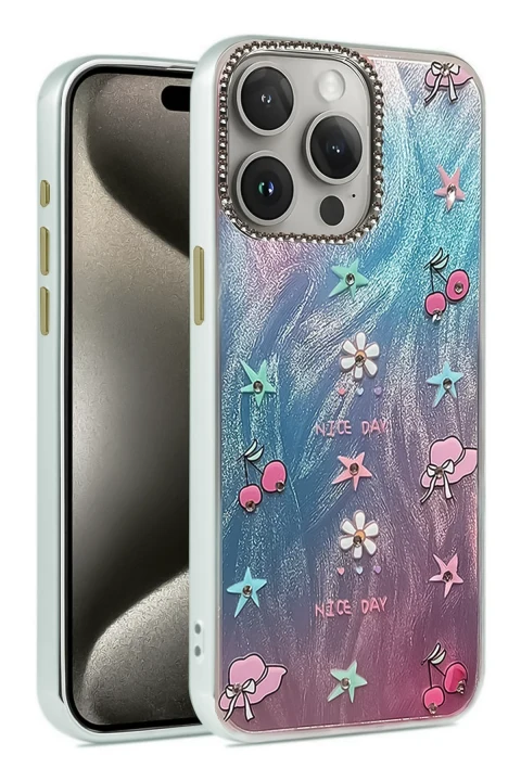 uryport Apple iPhone 15 Pro Kılıf Blade Aynalı Desenli Kapak - Desen 4