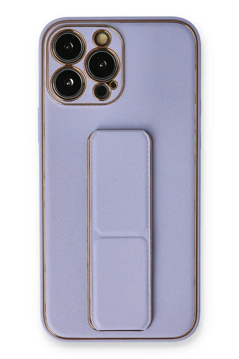 uryport Apple iPhone 14 Pro Kılıf Coco Deri Standlı Kapak - Lila