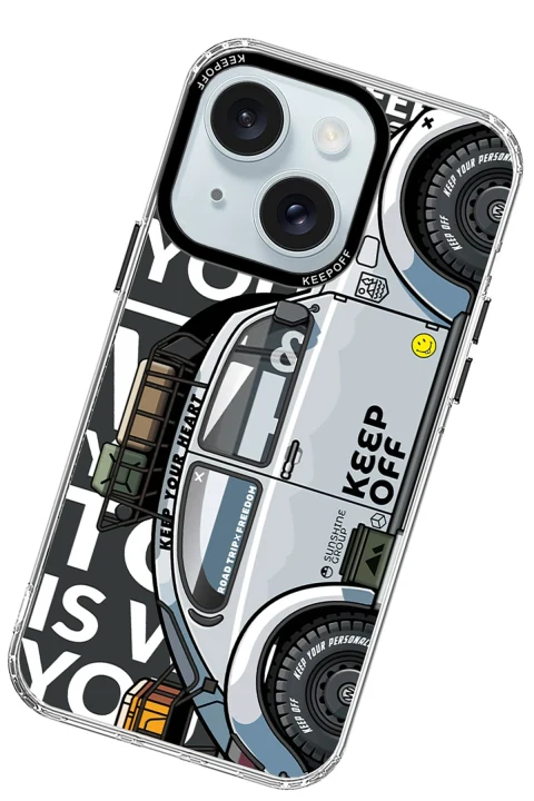 Keep Off Apple iPhone 15 Cross Country Travel Magsafe Kapak - Snow