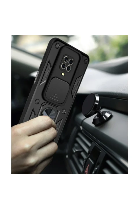 uryport Xiaomi Redmi Note 9 Pro Kılıf Pars Lens Yüzüklü Silikon - Kırmızı