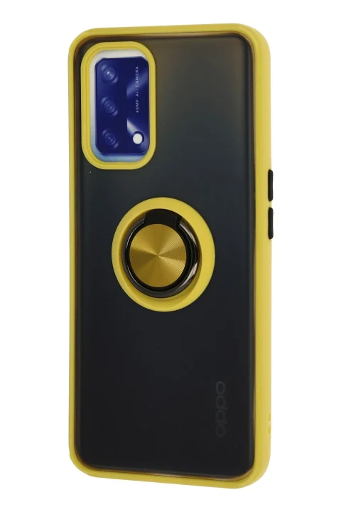 uryport Oppo A74 4G Kılıf Montreal Yüzüklü Silikon Kapak - Sarı