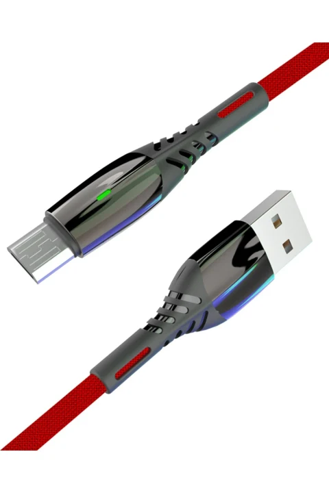 Konfulon S91 Ledli Micro USB Kablo 1M 2.4A - Kırmızı
