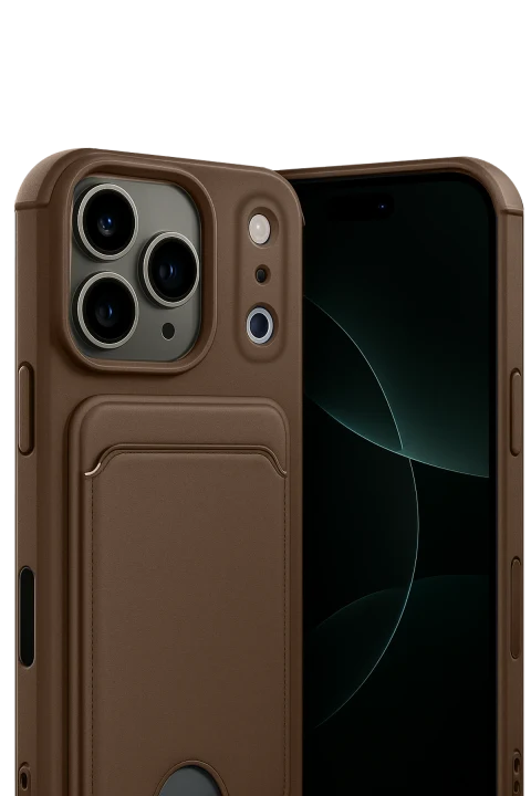 uryport Apple iPhone 17 Pro Kelvin Kartvizitli Silikon - Kahverengi