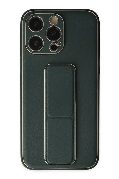 uryport Apple iPhone 14 Pro Kılıf Coco Deri Standlı Kapak - Yeşil
