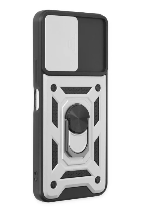 uryport Vivo Y16 Kılıf Pars Lens Yüzüklü Silikon - Gümüş