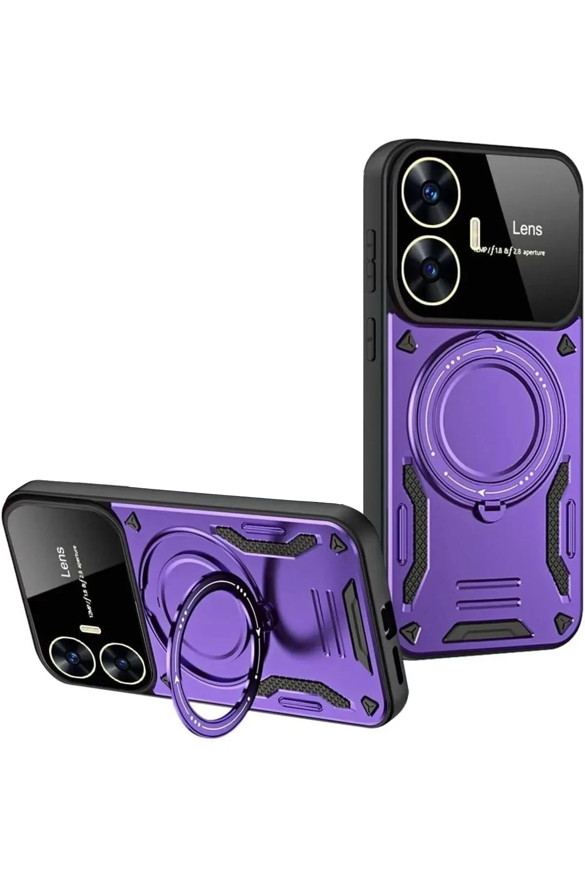 uryport Realme C55 Kılıf Joy Lens Standlı Kapak - Mor