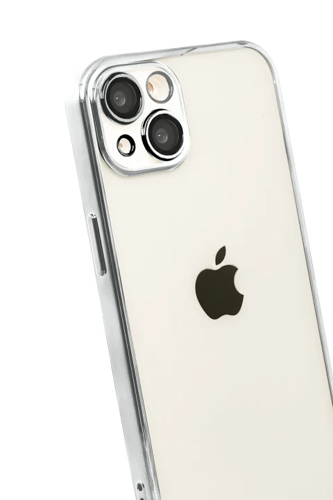 uryport Apple iPhone 15 Razer Lensli Silikon - Gümüş