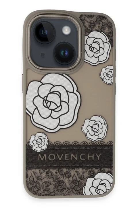 Movenchy Apple iPhone 14 Terra Desenli Kapak - Gri - 3