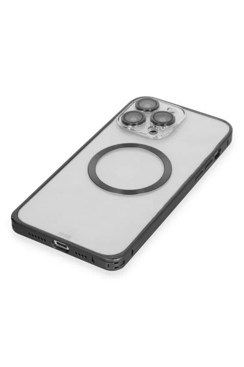 Joko Apple iPhone 13 Pro Max Kılıf Metal Bumper Magneticsafe Kapak - Siyah