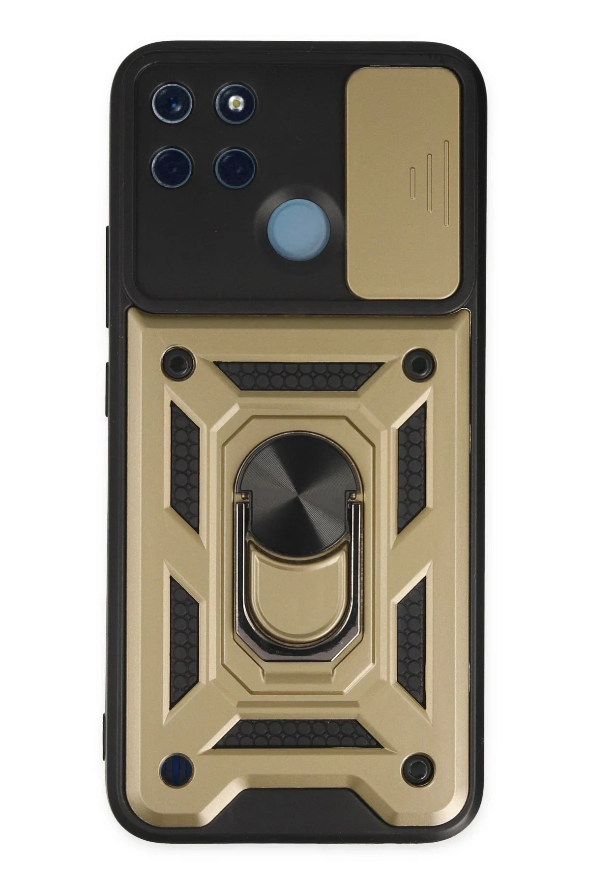 uryport Realme C25Y Kılıf Pars Lens Yüzüklü Silikon - Gold