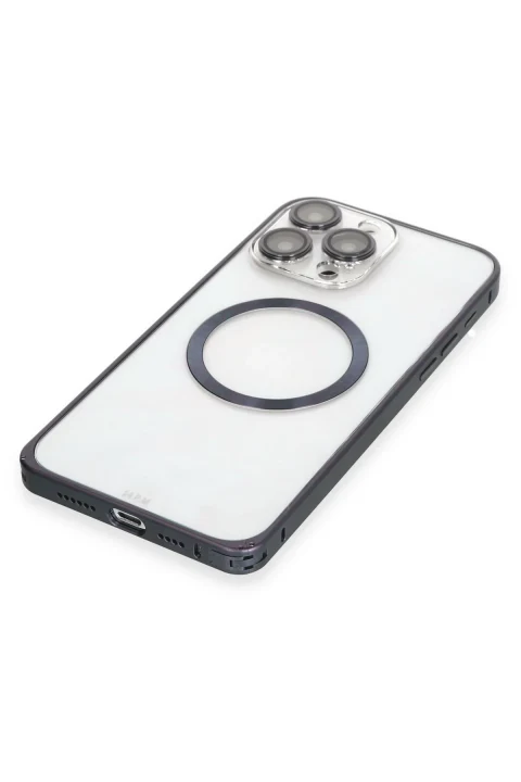 Joko Apple iPhone 15 Pro Kılıf Metal Bumper Magneticsafe Kapak - Lacivert