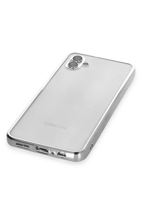uryport Samsung Galaxy A04 Kılıf Razer Lensli Silikon - Gümüş