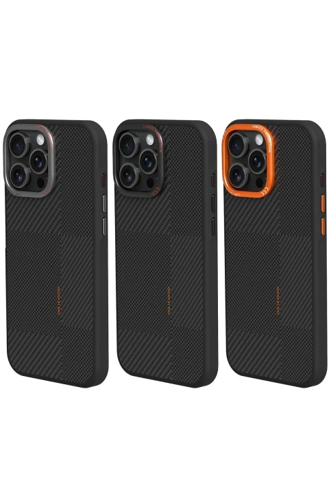 Joko Apple iPhone 16 Pro Max Orange Karbon Magsafe Kapak - Siyah