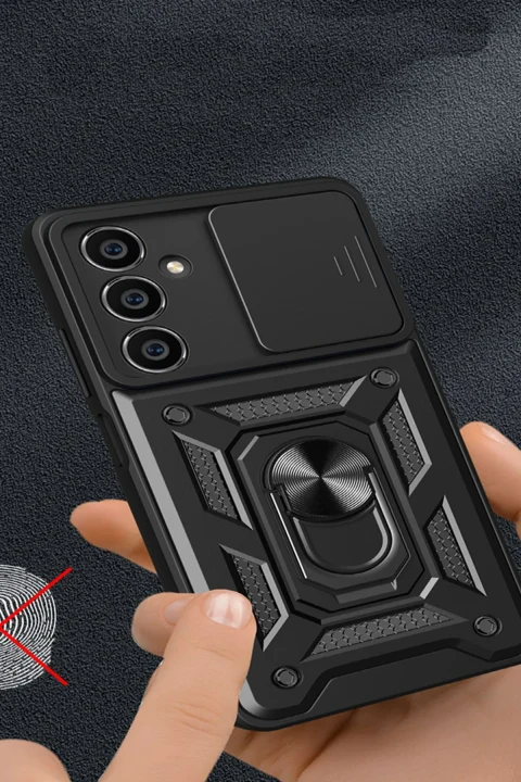 uryport Samsung Galaxy A15 4G Kılıf Pars Lens Yüzüklü Silikon - Lacivert