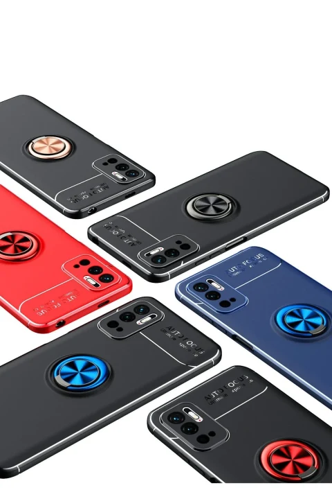 uryport Xiaomi Redmi Note 10 5G Kılıf Range Yüzüklü Silikon - Siyah