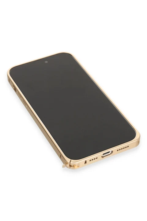 Joko Apple iPhone 13 Pro Max Kılıf Metal Bumper Magneticsafe Kapak - Gold