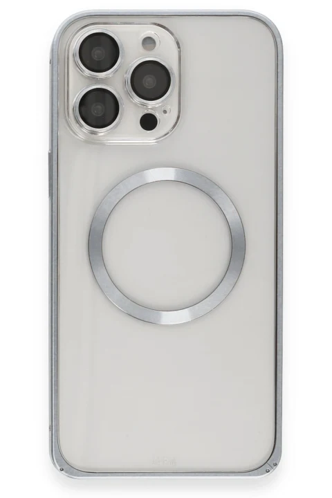 Joko Apple iPhone 15 Pro Kılıf Metal Bumper Magneticsafe Kapak - Gri