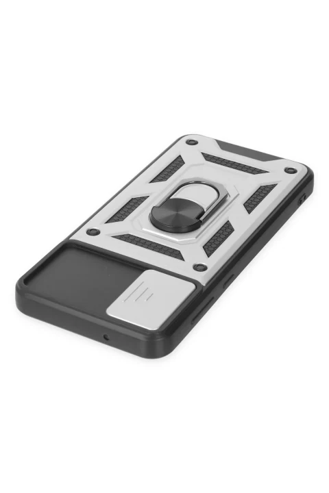 uryport Samsung Galaxy A04 Kılıf Pars Lens Yüzüklü Silikon - Gümüş