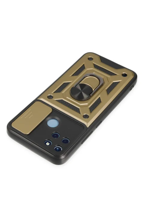 uryport Realme C25Y Kılıf Pars Lens Yüzüklü Silikon - Gold