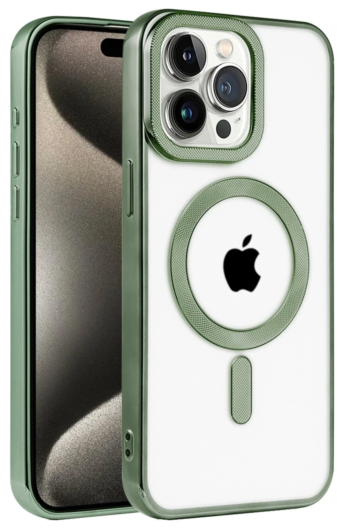 uryport Apple iPhone 15 Pro Kılıf Kronos Magsafe Kapak - Koyu Yeşil