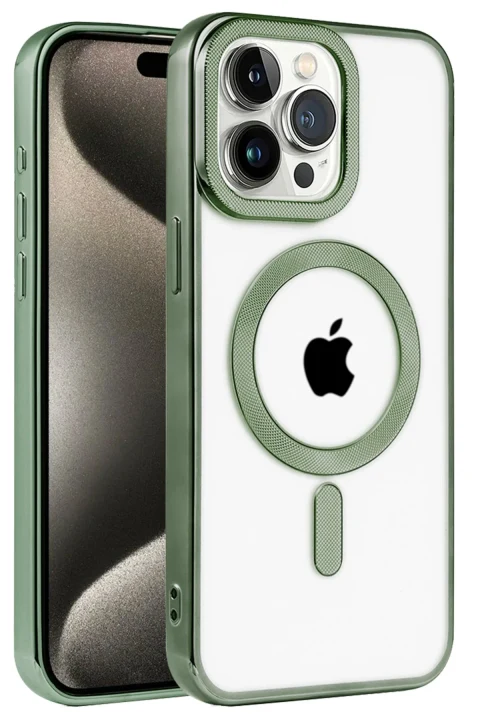 uryport Apple iPhone 15 Pro Kılıf Kronos Magsafe Kapak - Koyu Yeşil