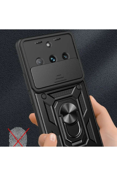 uryport Realme 11 Pro Kılıf Pars Lens Yüzüklü Silikon - Siyah