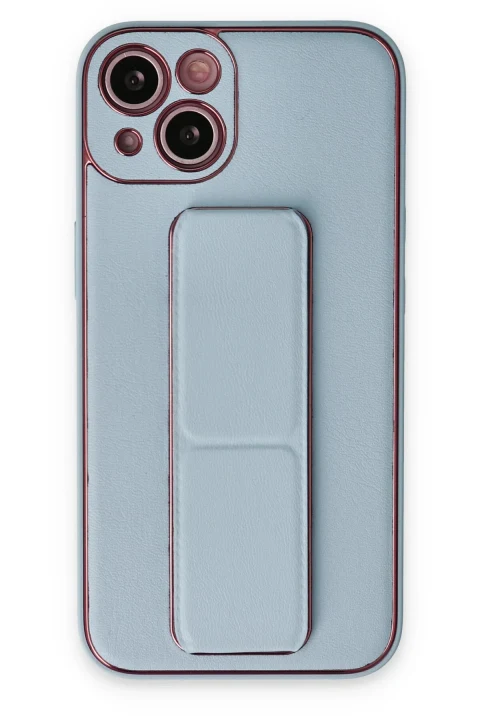 uryport Apple iPhone 14 Kılıf Coco Deri Standlı Kapak - Sky Blue