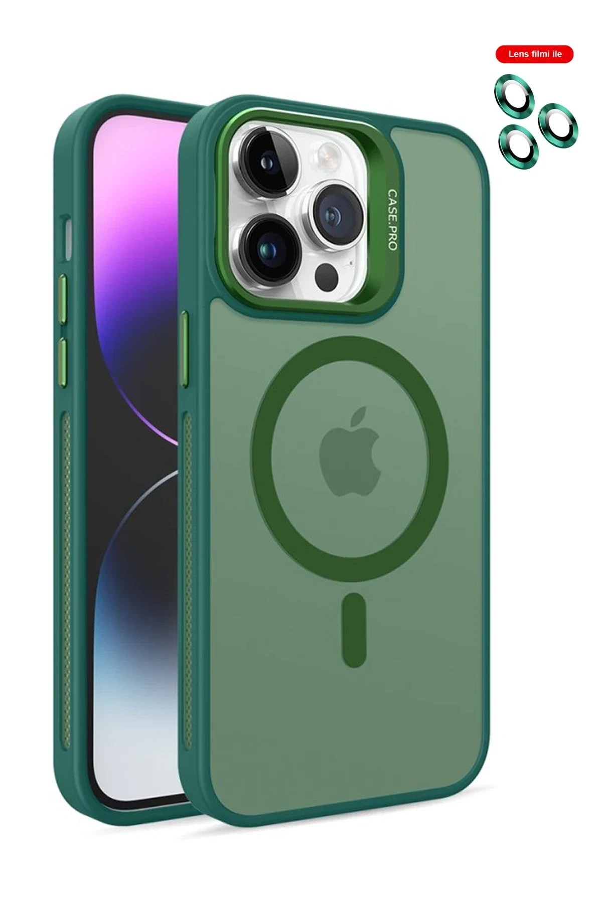 Joko Apple iPhone 13 Pro Max Flet Lens Magsafe Kapak - Koyu Yeşil
