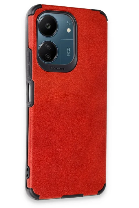 uryport Xiaomi Redmi 13C Kılıf Loop Deri Silikon - Kırmızı
