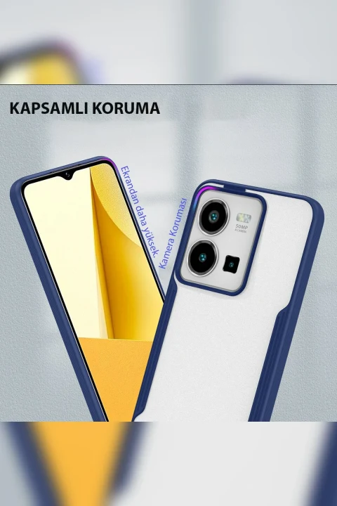 uryport Vivo Y35 Kılıf Platin Silikon - Lacivert