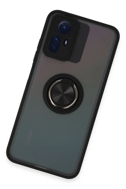 uryport Xiaomi Redmi Note 12S Kılıf Montreal Yüzüklü Silikon Kapak - Siyah
