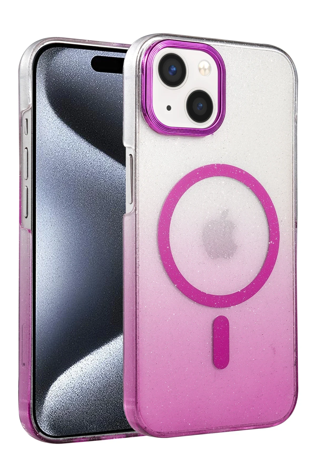 uryport Apple iPhone 15 Glossy Magsafe Kapak - Mor