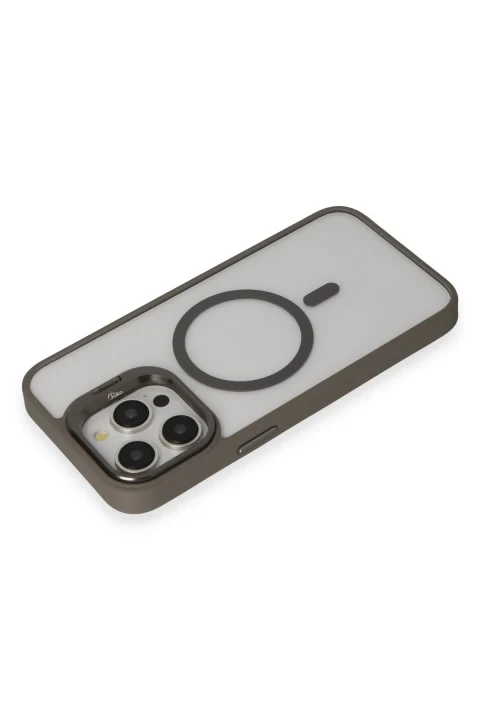 Joko Apple iPhone 15 Pro Kılıf Roblox Lens Magsafe Standlı Kapak - Titan Gri