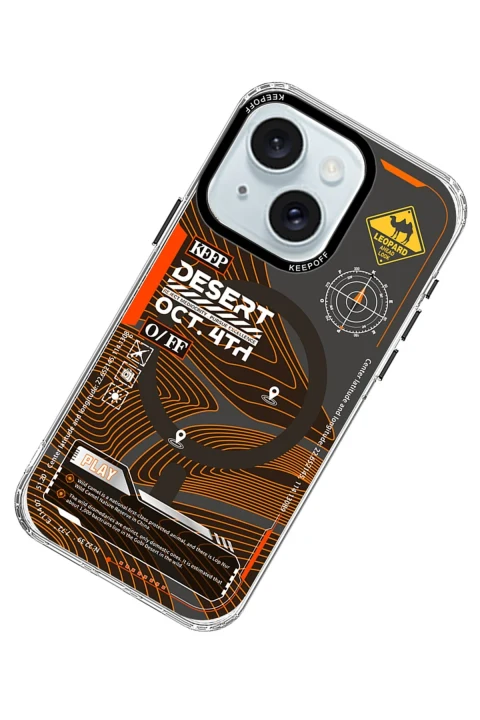 Keep Off Apple iPhone 15 Map Magsafe Kapak - Desert