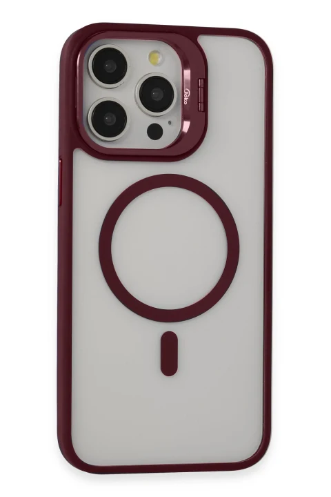 Joko Apple iPhone 14 Pro Kılıf Roblox Lens Magsafe Standlı Kapak - Bordo