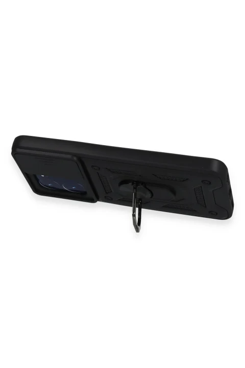 uryport Vivo Y35 Kılıf Pars Lens Yüzüklü Silikon - Siyah