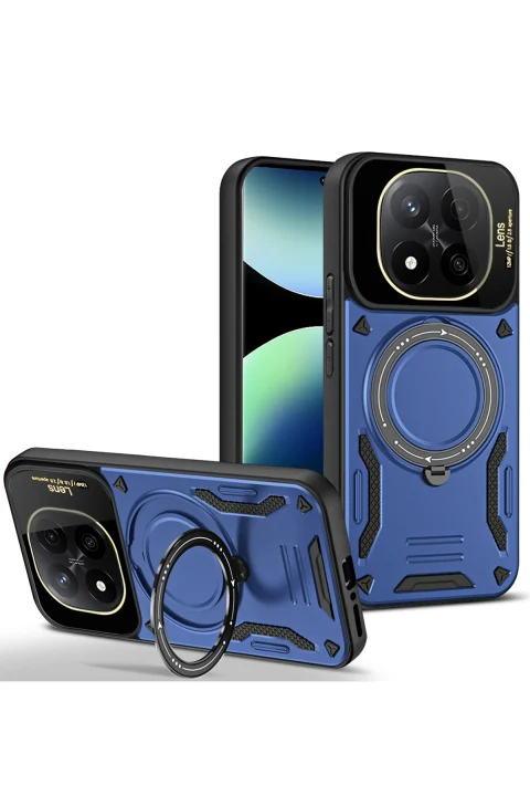 uryport Xiaomi Redmi Note 14 Pro 5G Kılıf Joy Lens Standlı Kapak - Lacivert
