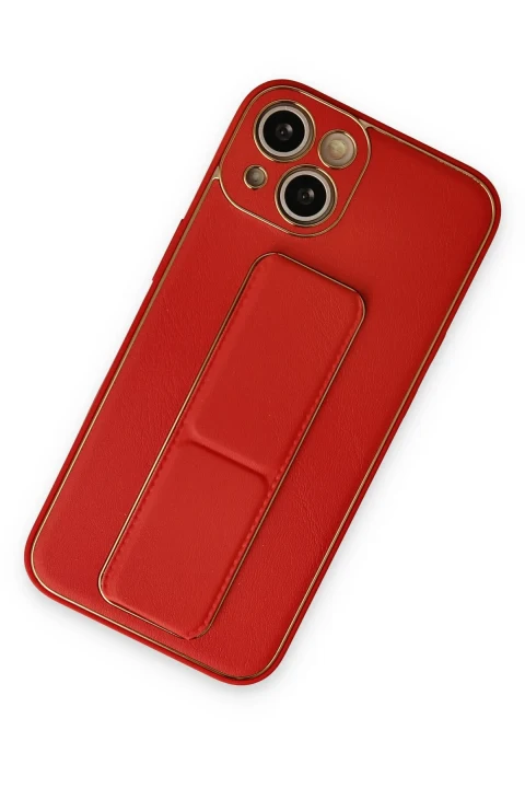 uryport Apple iPhone 14 Plus Kılıf Coco Deri Standlı Kapak - Kırmızı